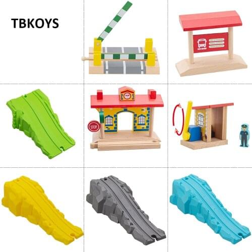 Wooden Bridge Piers Wooden Train Tracks Set Train Accessories Track Pieces Blocks Toys bloques de construccion