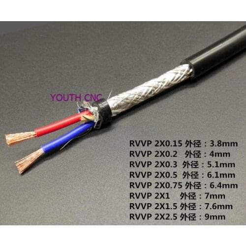 Farrow Cable RVVP, 1m High quality 4^mm2 2 cores Shielded Cable for spindle, inverter and stepper motors, electrical cables