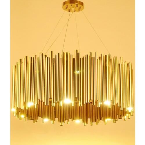 Italy Design Gold Delightfull Brubeck Chandelier Aluminum Alloy Tube Suspension Luminaire Fashion Project Lamp