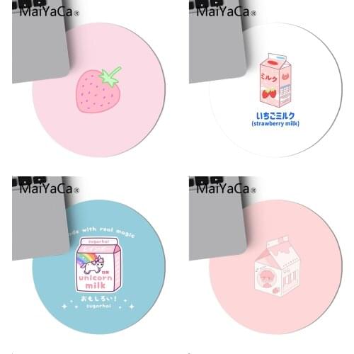 MaiYaCa Kawaii Japanese Strawberry Milk Mouse Mat Pad Game Carpet Mouse Pad round mouse Mat Anti Slip gaming Mousepad 22x22cm