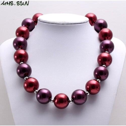 MHS.SUN Fashion Girls Chunky Beads Necklace Fashion Baby Child Pearl Necklace DIY Charm Chunky Bubblegum Jewelry 1PC/lot Newest