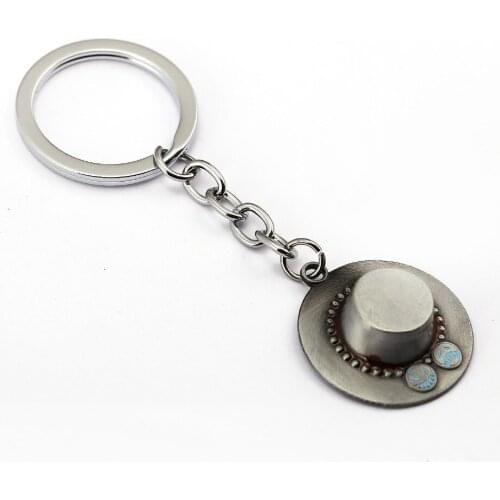 Cartoon One Piece Luffy Straw hat & Ace & Chopperman Hat Silver Key Ring Tone Zine Alloy Key Chains Kids Toys Pendants