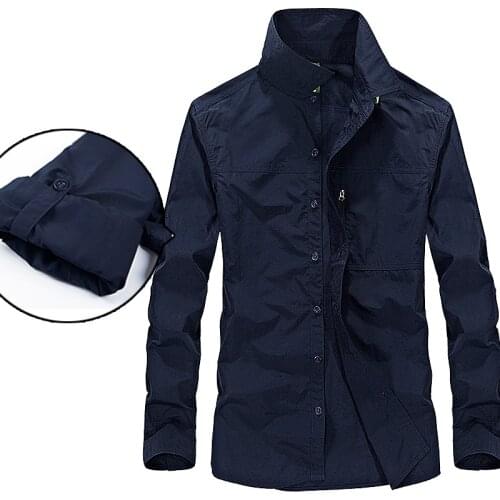 Spring Summer Mens Outdoor Shirt Hiking Climbing Quick-Drying Leisure Shirt Breathable Anti-UV Military Sports Blouse Clothes