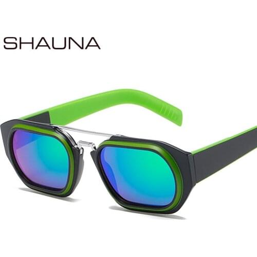 SHAUNA Retro Double Bridges Square Women Sunglasses Fashion Brand Designer Gradient Mirror Eyewear Shades UV400 Men Sun Glasses