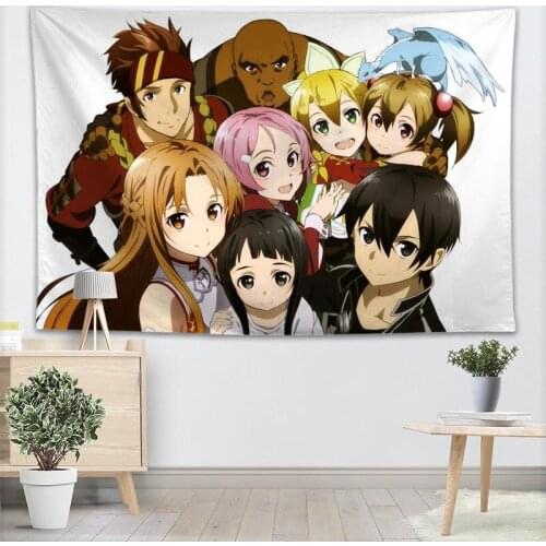 Sword Art Online Wall Tapestry Custom Your Pattern Yoga Office Sofa Tapestry Bedspread For Kids Room College Dorm Decoration
