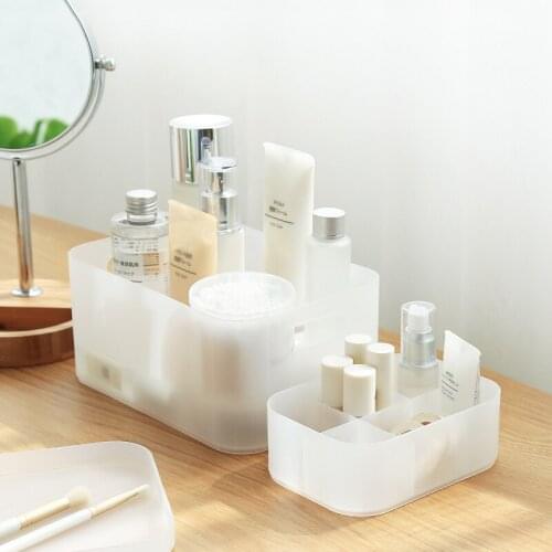 Korean Ins Desktop Organizador Cosmetic Storage Box Frosted Transparent Student Dormitory Rack Finishing Box Contain Organizer