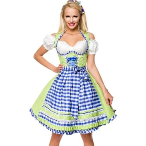 Germany Tradition Bavarian Dirndl Beer Girl Fancy Dress Sexy Women Oktoberfest Maid Wench Cosplay Costume
