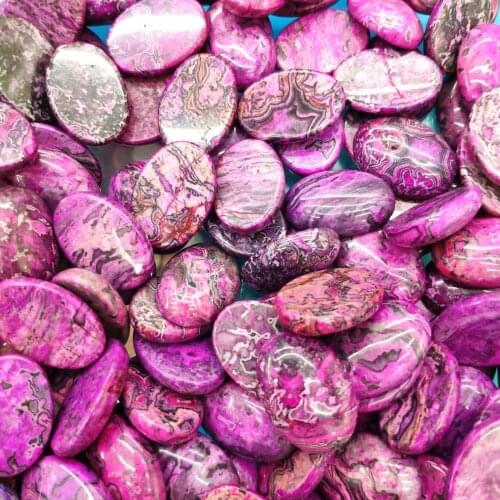 100Pcs 25x18x6mm Wholesale Delicate Rose Crazy Lace Agate Oval Cab Cabochon DIY Jewelry Accessories S14