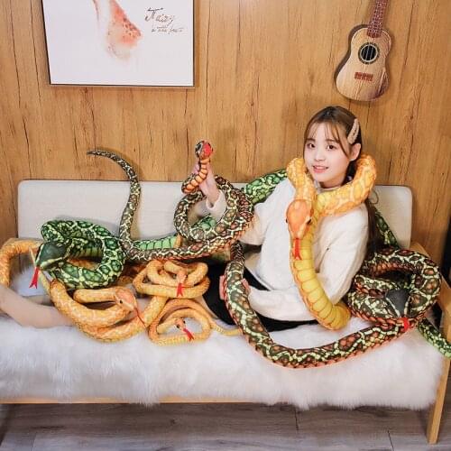 New 110-300cm Simulated Snakes Plush Toy Giant Boa Cobra Long Stuffed Snake Plushie Friends Gift Home Decoration