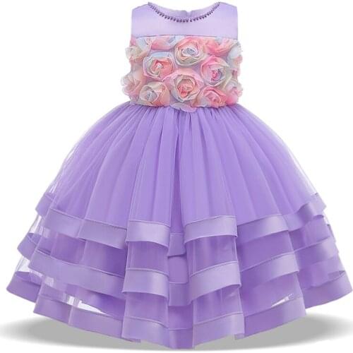 3-10 Years Flower Girls Dress Elegant Ball Gown Evening Party Wedding Dress Bridesmaid Prom Princess Dresses Kids Clothes