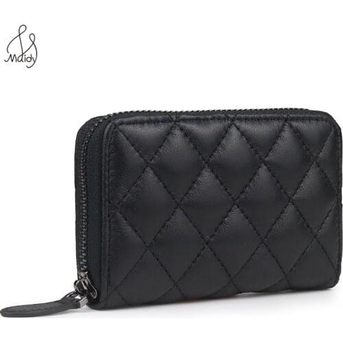 Simple Women Genuine Leather Diamond Lattice Wallet Clutch Ladies Card Holder Coin Purse Bags Short Wallet Pattern Buckle Wallet