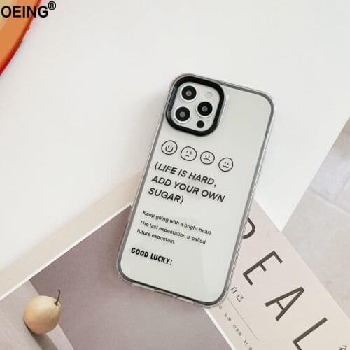 Smile Face Transparent Phone Case For iPhone 11 12 Pro Max 7 8 X XS Max XR Simple Fashion Shockproof Mobile Phone Bag Case Cover
