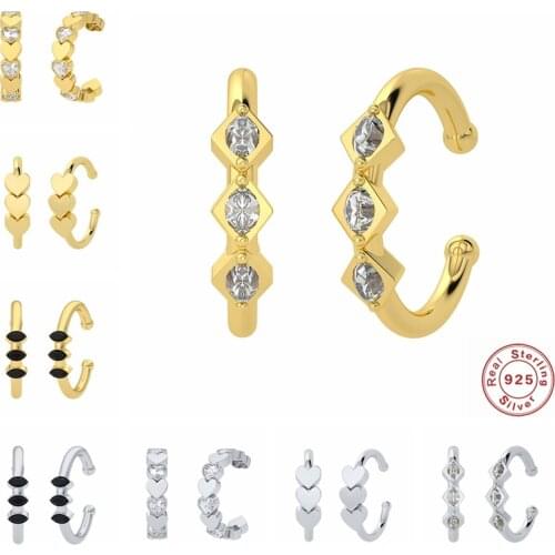 925 Sterling Silver Clip On Earrings For Women Love Heart Zircon Fake Cartilage Earring Without Piercing Earrings Charm Jewelry
