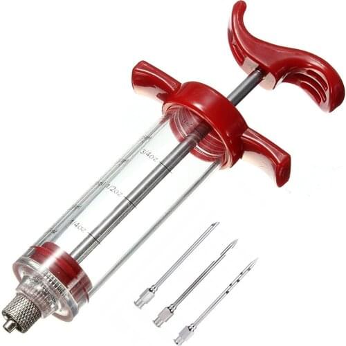 BBQ Meat Syringe Marinade Injector with 3 Stainless Steel Needles Turkey Chicken Syringe Sauce Injection Kitchen Tools GYH