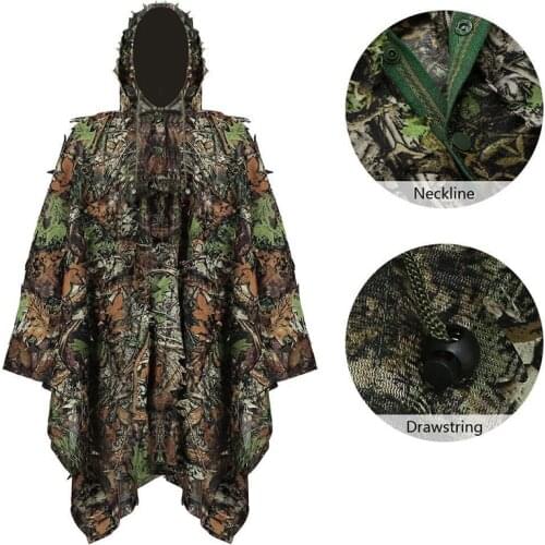 Tactical 3D Woodland Leaf Ghillie Suits Camouflage Hunting Clothes Military Airsoft Paintball Cloak Multicam Clothes