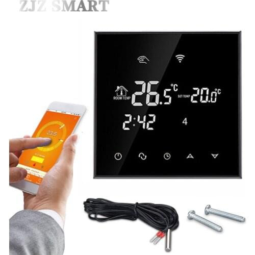 WiFi Touch Screen Thermostat Temperature Controller for Electric/ Water floor Heating Water/Gas Boiler Works Weekly Programmable