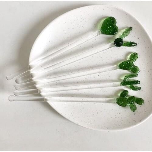 Long Handle Juice Coffee Lengthened Stirring Stick Cocktail Colorful Glass Material