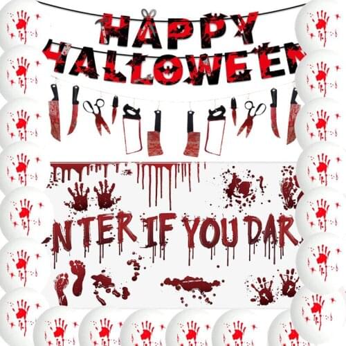 Halloween Decoration Blood Knife Pull Flag Bar Haunted House Scene Layout Hanging Flag Background Cloth Decoration New