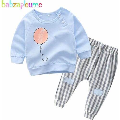 Spring Clothes Baby Girls Boys Outfits Cartoon Cute Cotton Long Sleeve T-shirt+Casual Stripe Pants Newborn Clothing Sets BC1498