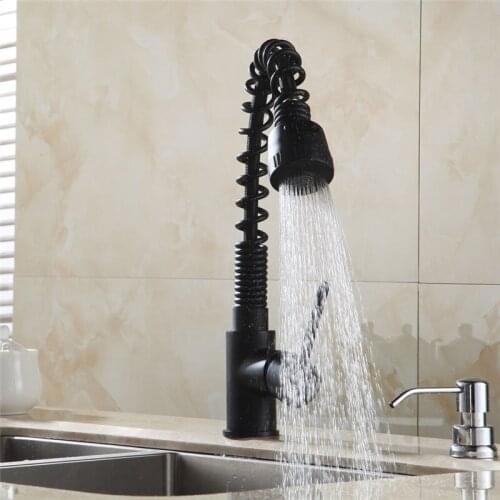 Pull Out Black Crane Sink Swivel Faucet Mixer Tap 2-Function Water Outlet Cold Hot Griferia De Cocina GYD-7112RDKitchen Faucets