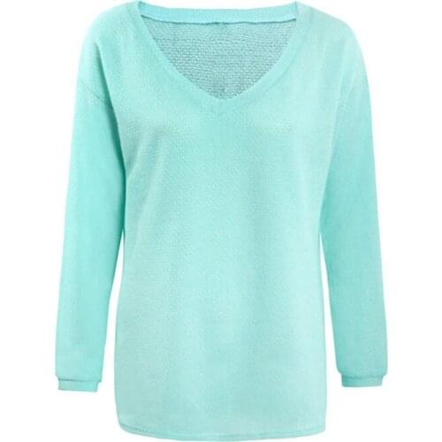 Autumn Winter Fashion Women Sweater V-neck Sexy Long Sleeve Loose Pullover Knit Sweaters Female Casual Plus Size 10 Colors 4XL