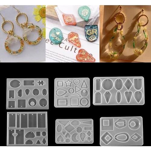 1 Set Crystal Epoxy Resin Molds Geometric Earrings Ear Pendant Casting Silicone Mould DIY Craft Handmade Jewelry Making Tools
