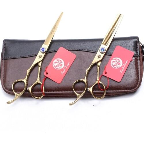 1Pair Left-Hand Z8002 5.5" 16cm Purple Dragon 440C Haircut Scissors Cutting Scissors Thinning Shears Professional Hair Scissors