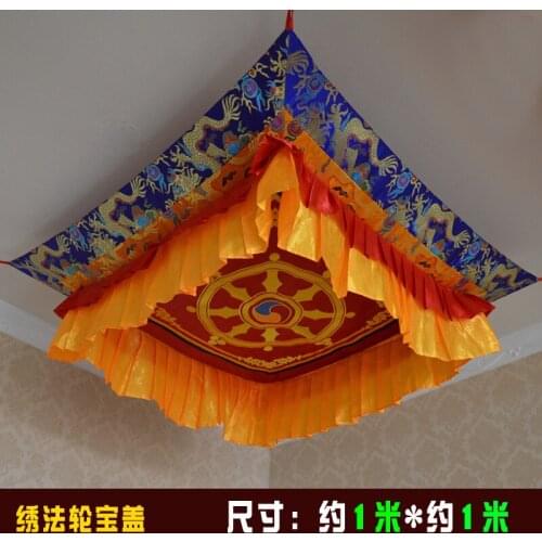100CM wholesale Buddhist supply Buddhism HOME Temple Dragon Embroidery Buddha Hanging Altar suspended ceiling curtain Deco cover