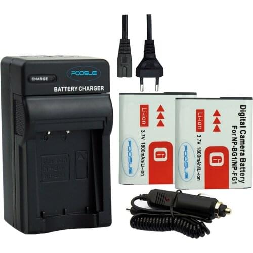 2PCS NP-BG1 NP BG1 Camera Battery + EU/US Charger +car adapter for SONY HX10 W30 DSC-W210 W100 W110 W120 H10 0036 np-bg1