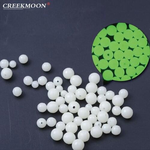 200pc/bag Fishing Floats Beads Luminous Light Glowing Round Balls for Night Fishing Plastic 6/8/10/12mm Bass Bait Fishing Lure