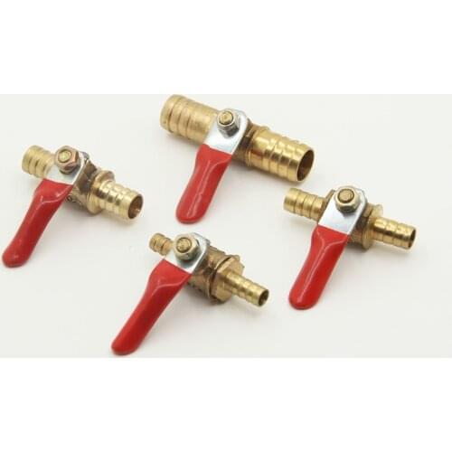 6/8/10/12mm Hose Barb Inline Brass Water Oil Air Gas Fuel Line Shutoff Ball Valve Pipe Fittings Pneumatic Connector Controller