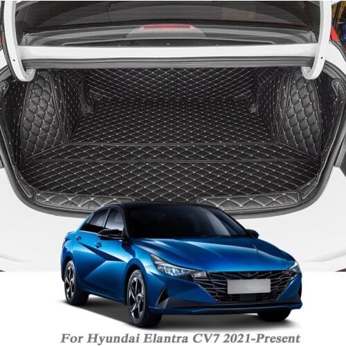 Car Styling PU Leather Trunk Mat Rear Liner Cargo For Hyundai Elantra CV7 2021-Present LHD Carpet Protector Pad Auto Accessory