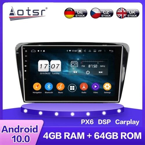 For Skoda Octavia Android 10 Car Multimedia DVD Player 4+64GB Auto GPS Navigation Stereo IPS Radio DSP Carplay WIFI BT Headunit