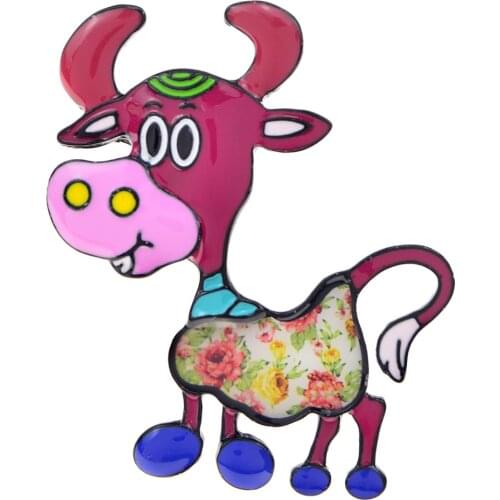 CINDY XIANG New Fashion Cute Cow Brooches For Women Colorful Enamel Bull Cattle Pin Animal Brooch Kids Jewelry 4-color Available
