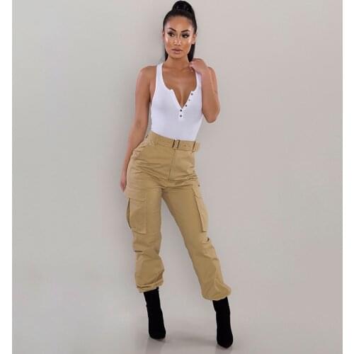 Brand New Women Casual Loose Pants High Waist Military Combat Trouser Ladies Cargo Pants Girls Pockets Army Trousers Autumn Wear
