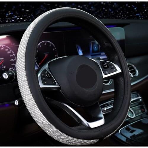 Car Steering Wheel Covers Crystal Rhinestone Auto Steering Wheel Covers Protectors For Women Girls Car Accessories