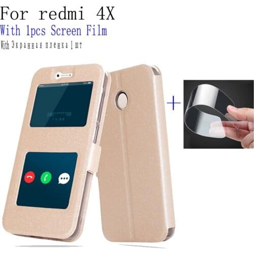 Luxury Phone Case For xiaomi redmi4X case shell cover open window PU leather case For xiaomi redmi 4X flip case back cover shell