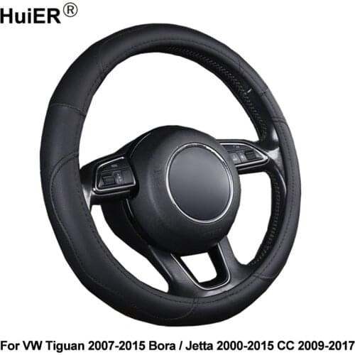 Car Steering Wheel Cover Non-slip Wrap For Volkswagen VW Tiguan 2007-2015 Bora Jetta 2000-2013 2014 2015 CC 2009 2010 2011 -2017