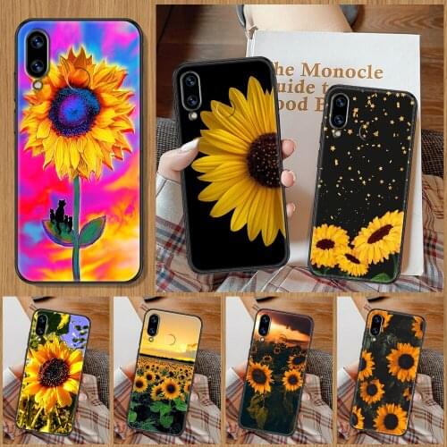 Cute Sunflower Phone Case For Huawei Honor 6A 7A 7C 8A 8X 8 9 9X 10 10i 20 Lite Pro black fashion waterproof painting bumper tpu