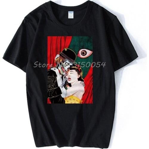 Men Cotton T-Shirt Suehiro Maruo Eyeball Lick Horror T Shirt Anime Manga Junji Ito Uzumaki Japanese Tshirt Funny Tees Harajuku