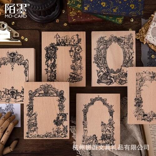 Gothic style magic dreamland roaming picture frame series retro border hand account decorative collage printing wooden stamp