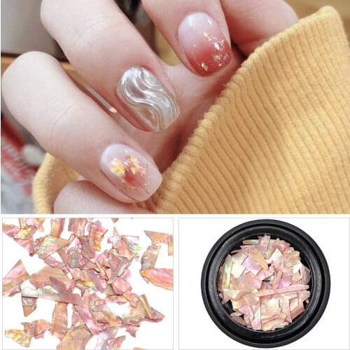 HNUIX 1 Box Shell Stone Nails Art Glitter for Nail UV Gel Nail Polish Flakies Decoration Nail Accessories