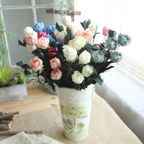 6 Heads Artificial Philip Rose PE Flower for Wedding Party Home Spring Wedding Holding flowers Decoration 41cm Fake Flower