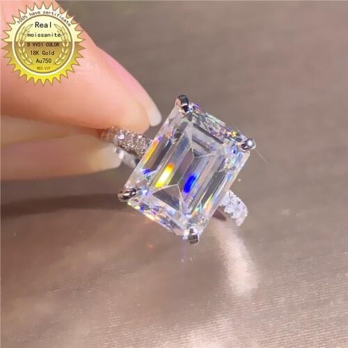 Solid 18K Gold 3ct Moissanite Diamond Ring D color VVS1 MD002