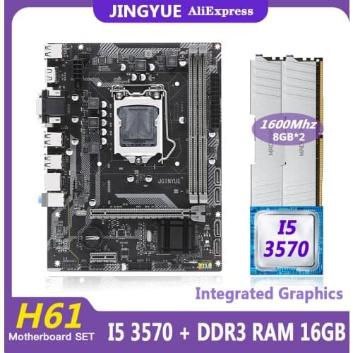 H61 motherboard LGA 1155 set kit with Intel CORE I5 3570 CPU processor and 16GB(2*8GB) DDR3 desktop memory RAM USB2.0 H61M-S1