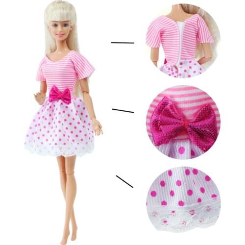1Pcs Cute Doll Short Dress for Barbie Doll 12'' Pink Shirt Lace Doll Skirt Daily Dating Wear Doll Clothes Accessories Girls Toy