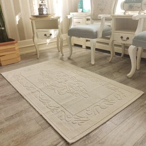 Italian Baroque design floor rugs washable, embossed textured cotton rugs