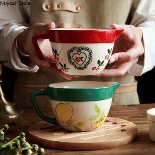 Creative Sharp Mouth Egg Bowl 400ml Ceramic Soup Bowl with Handle Mixing Bowl Household Olecranon Bowl Simple Kitchen Supplies