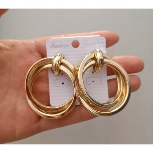 Exaggerated Stud Earrings Fashion Chunky Thick Metal Earrings Femme Earrings for Women Jewelry Accessories Hot Gold Jewelry