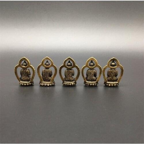 Copper Statue Collection Chinese Brass Carved The Five Party Buddha A Set Medicine Buddha Mini Buddha Exquisite Small Statues